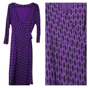 Banana Republic Wrap Dress Womens Medium Stretchy Business Career Office Purple